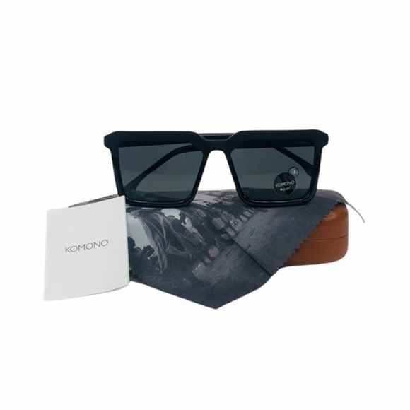 KOMONO Benicio Black Rubber Glossy Sunglasses NWT - Picture 2 of 12
